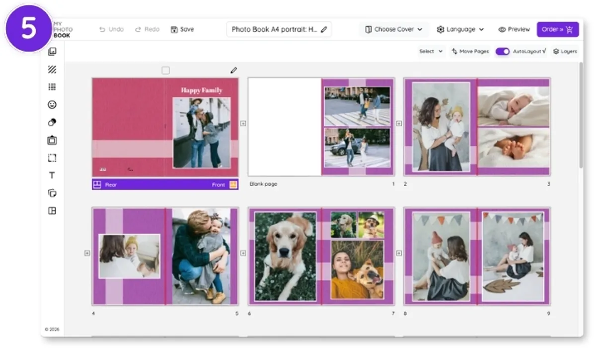 L'album photo est vérifié dans l'éditeur en ligne avant de passer commande