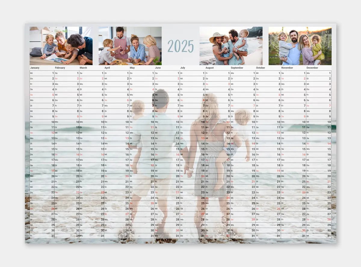 Jahresplaner A3 Kalender mit einem verliebten Paar.